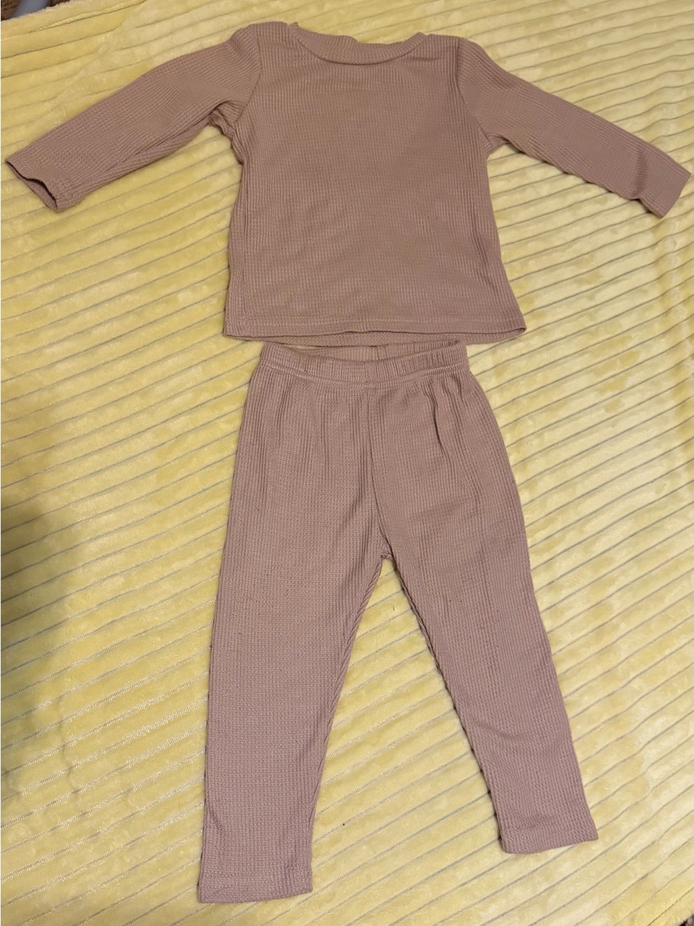 Kids Waffle Knit Pajama Set - Dusty Rose